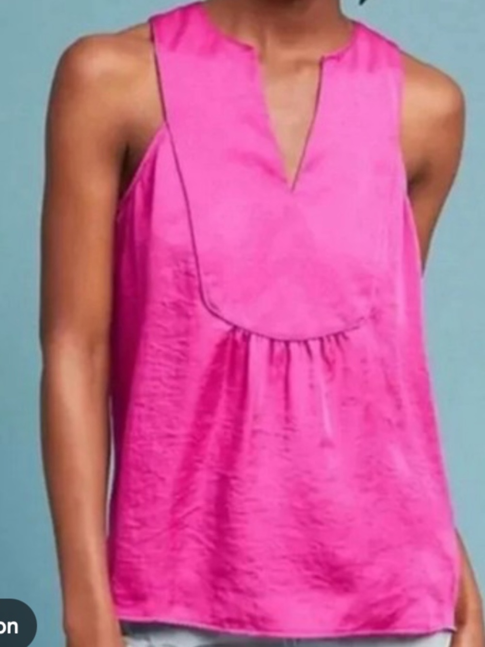NWT! Anthropologie Maeve Bright Fuchsia Split V-Neck Sleeveless Blouse Size 4